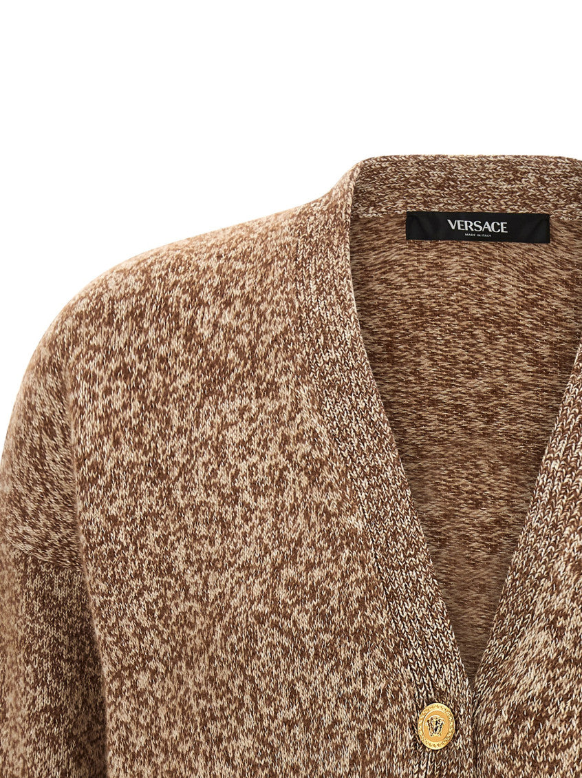 Brown Two-tone Wool Blend Cardigan 3