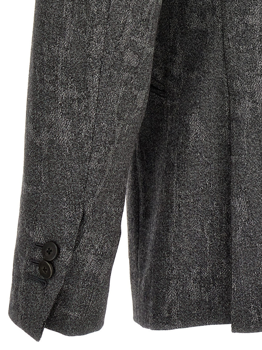 Grey Textured Shawl Lapel Blazer 4