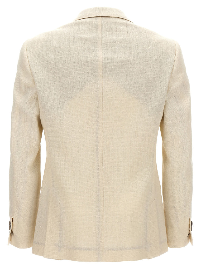 White Textured Shawl Lapel Blazer 2
