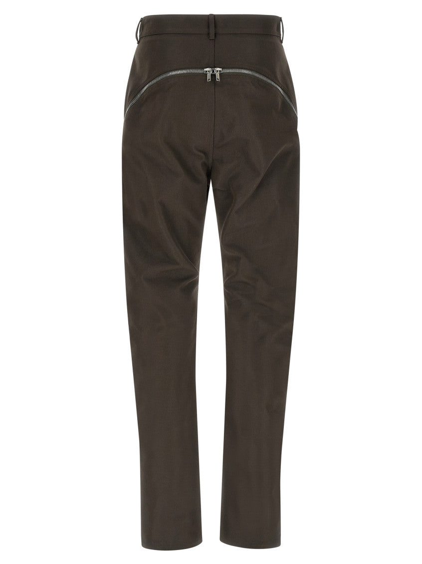 Brown Slim Flat Front Pants 2