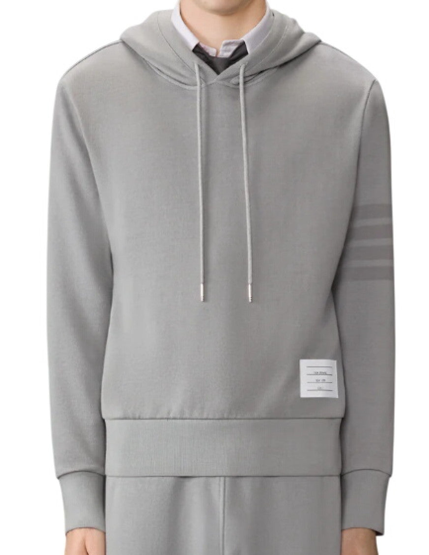 Grey Solid Hood Sweatshirt 2