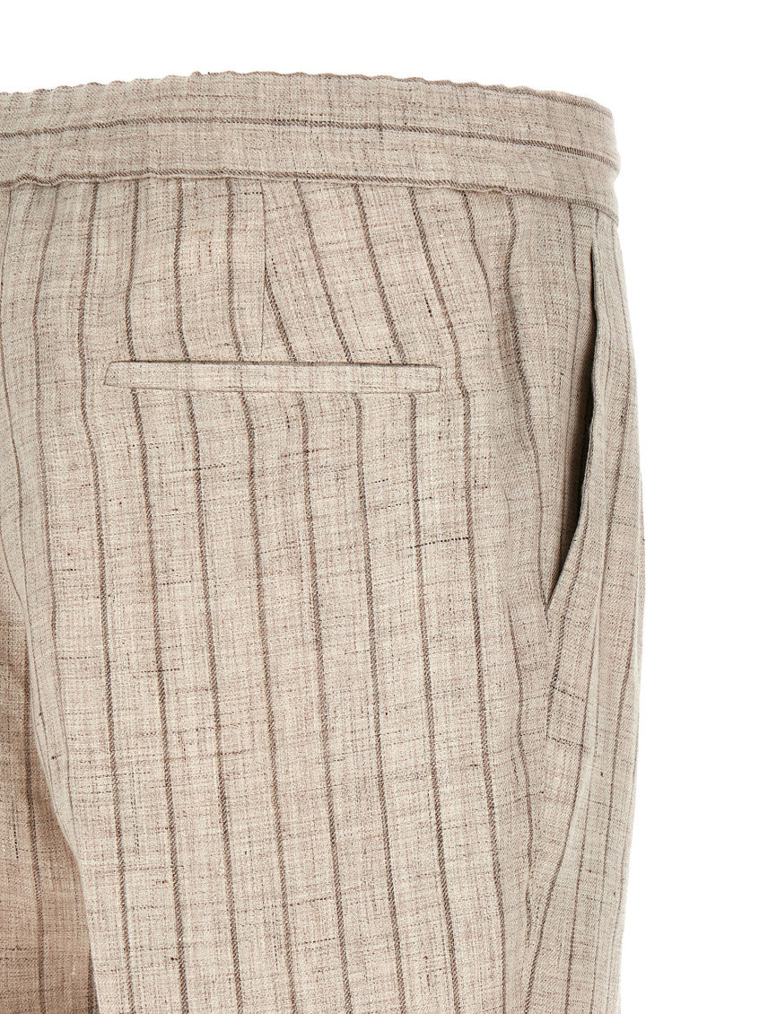 Beige Straight Drawstring Pants 4