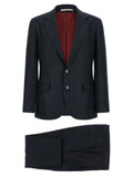 Blue Textured Notched Lapel Suit 1