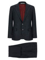 Blue Textured Notched Lapel Suit 1
