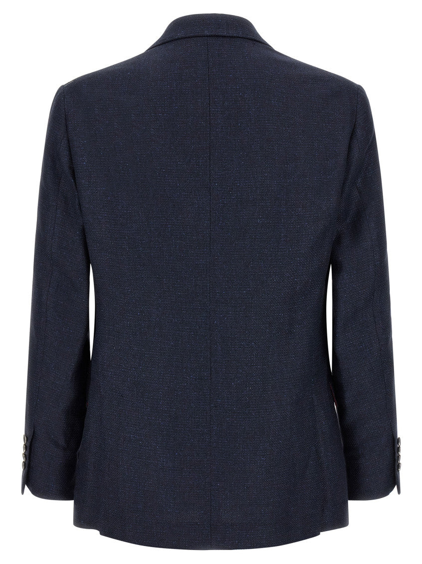 Blue Textured Notched Lapel Suit 2