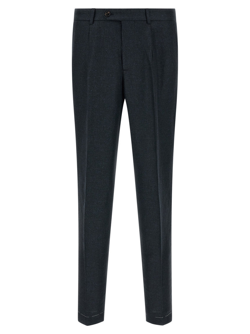 Blue Textured Notched Lapel Suit 4