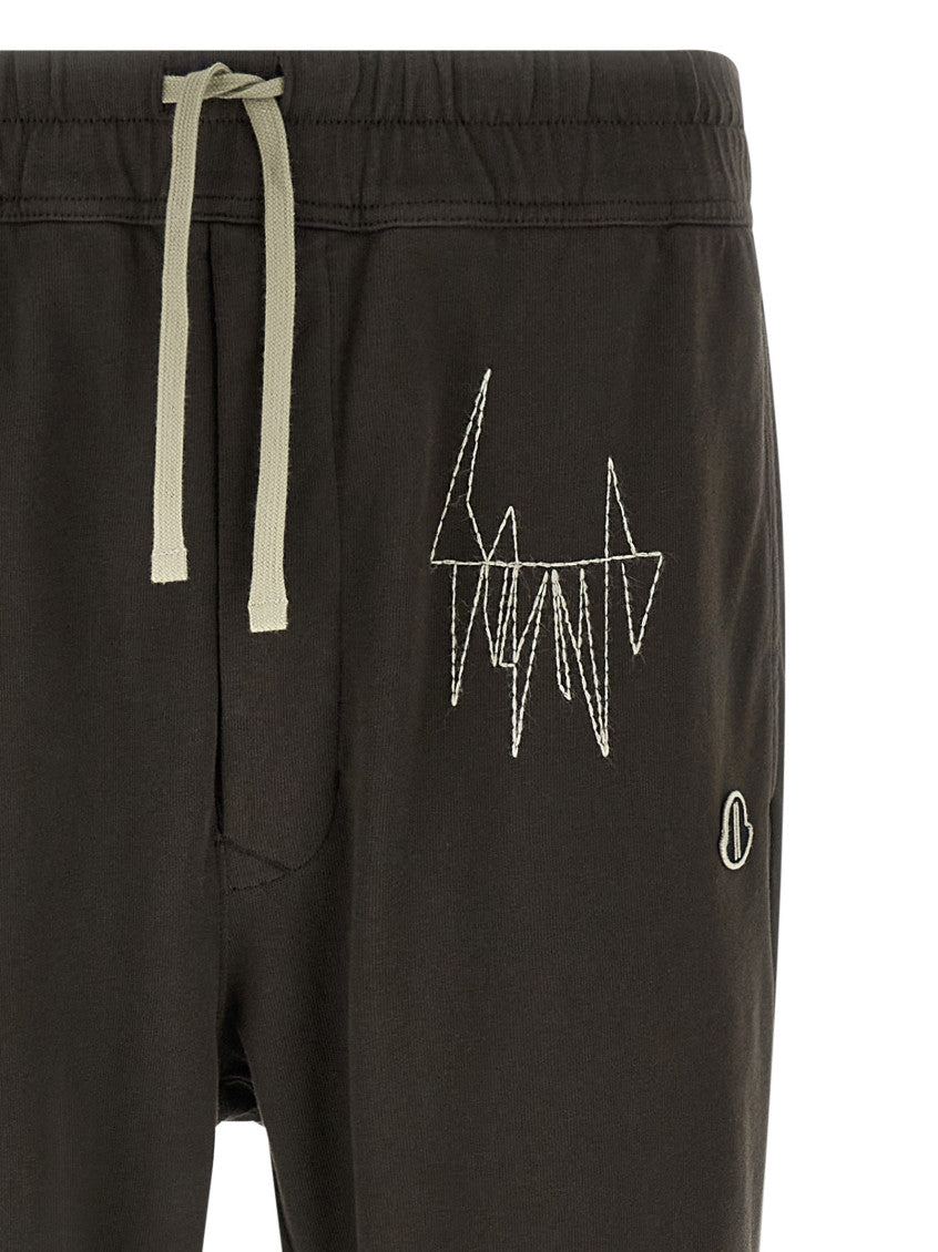Brown Cotton Embroidered Joggers 3