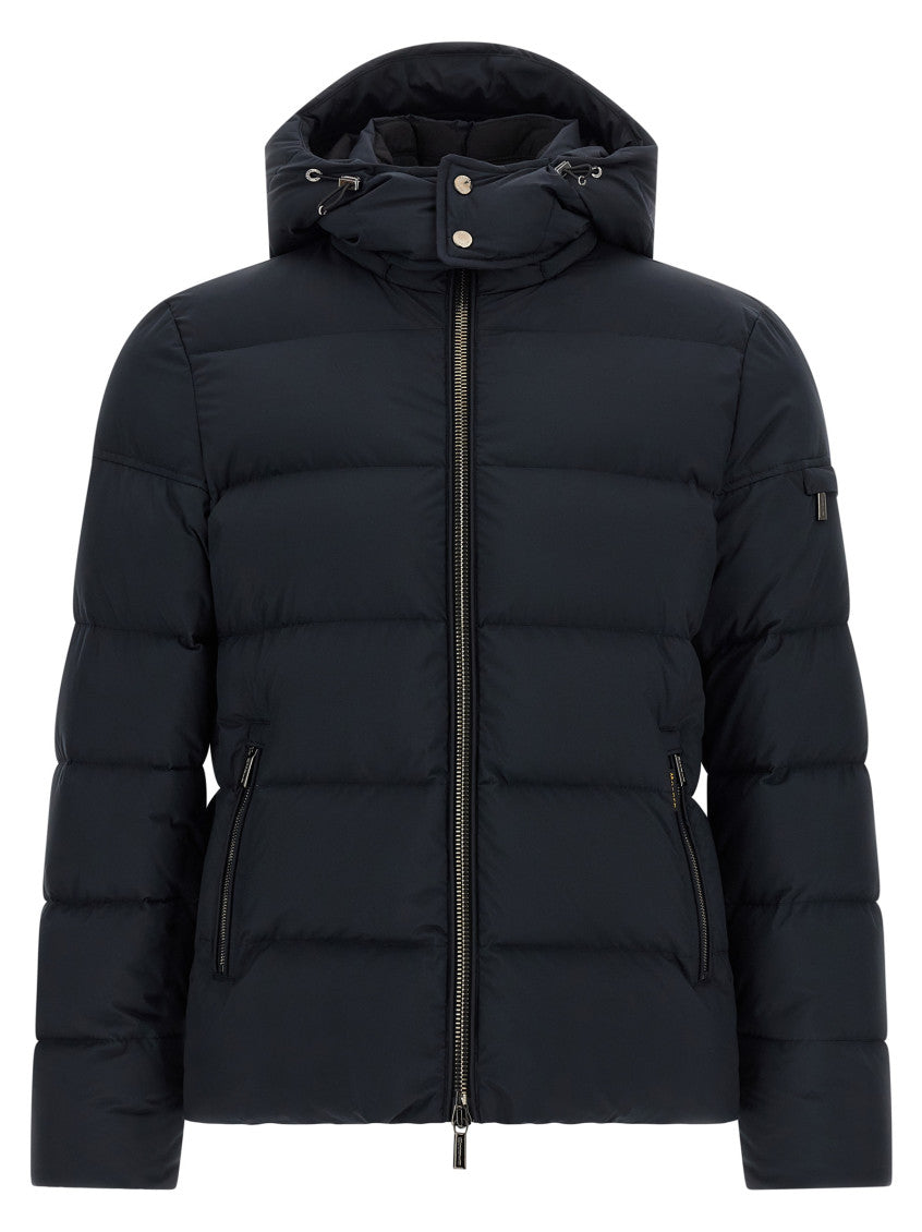 Blue Solid Hood Jacket 1