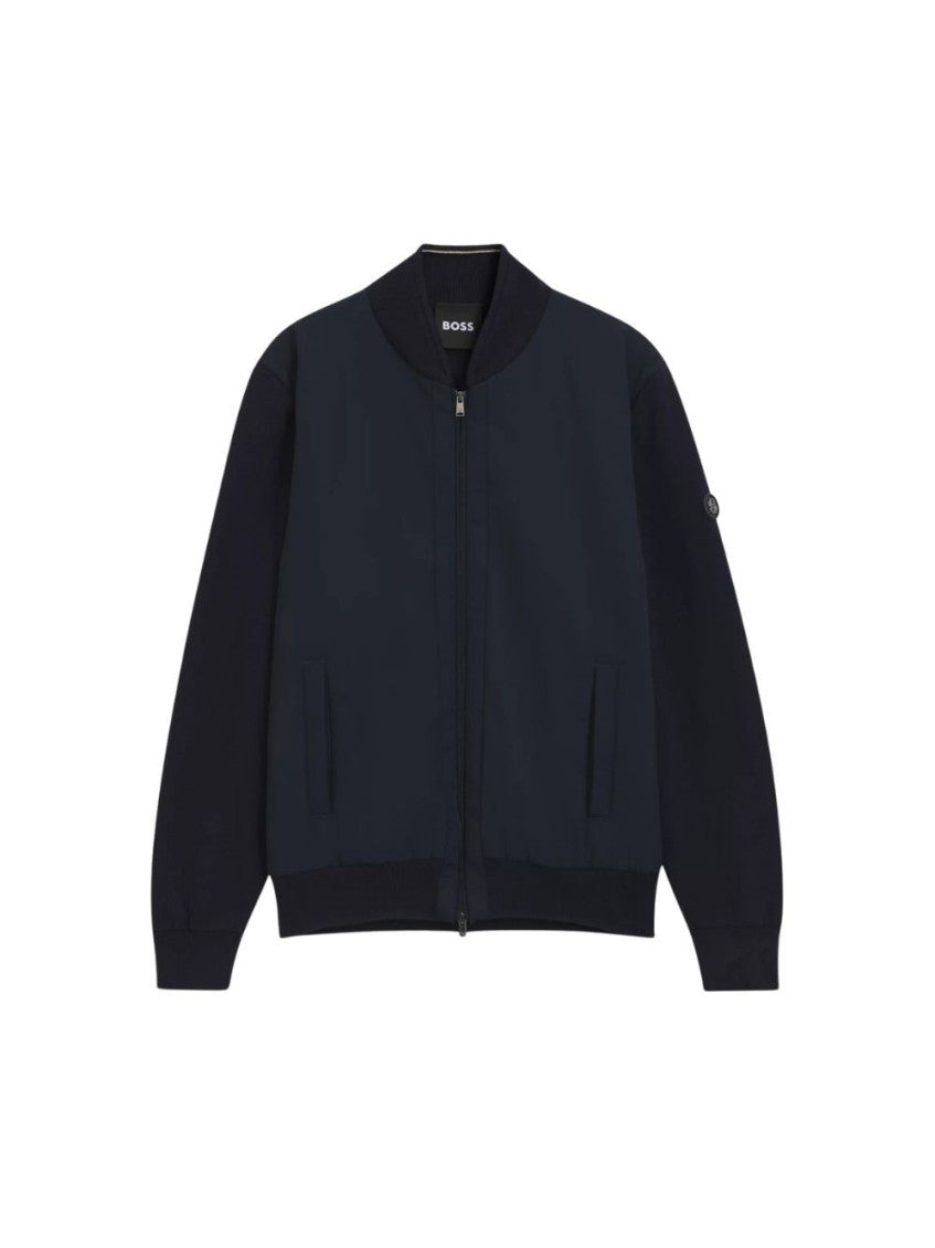 Navy Blue Solid Bomber Jackets 1