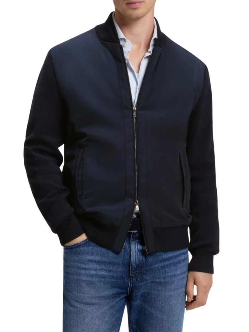 Navy Blue Solid Bomber Jackets 3