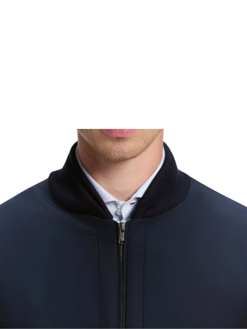 Navy Blue Solid Bomber Jackets 4