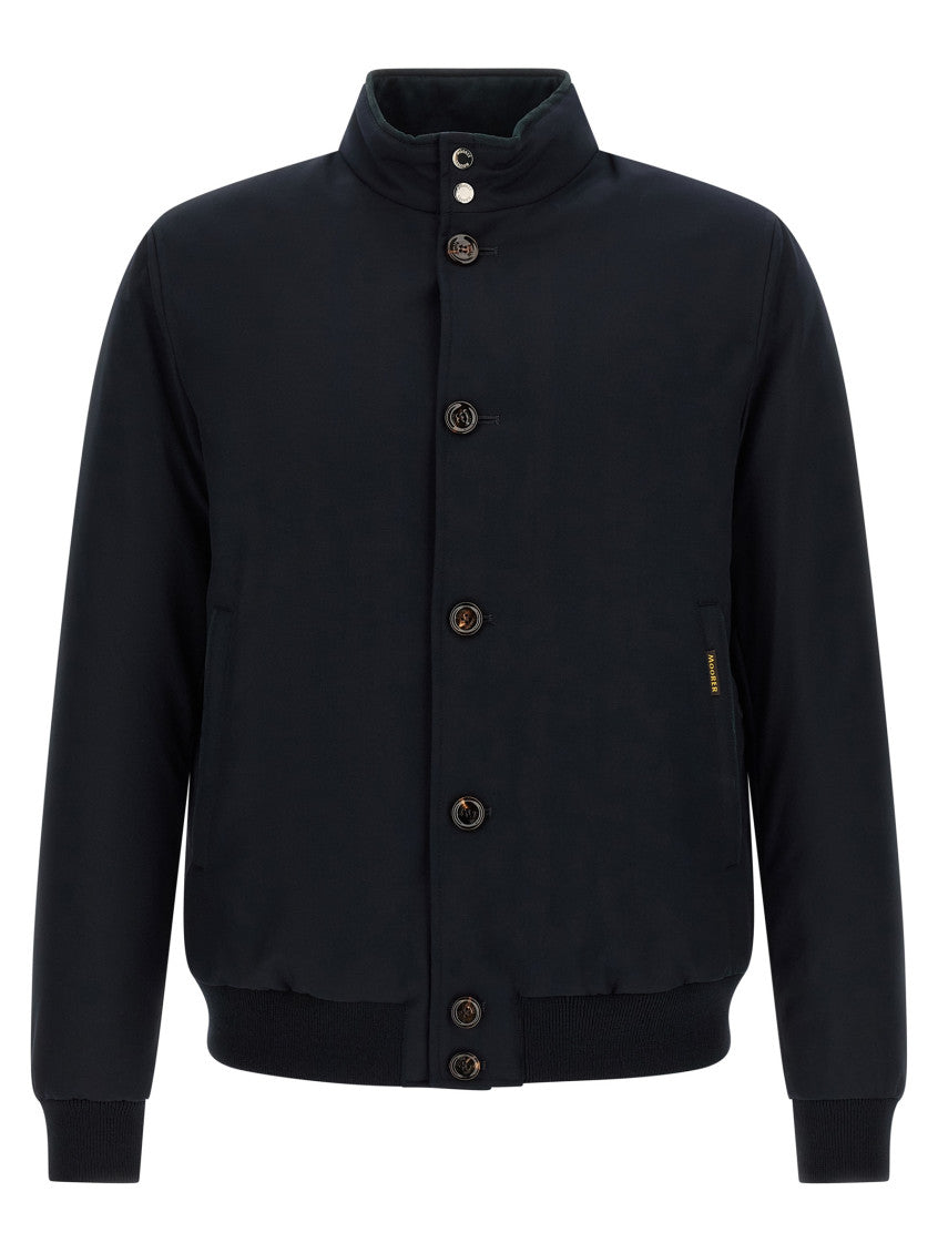 Blue Solid Mandarin Collar Jacket 2