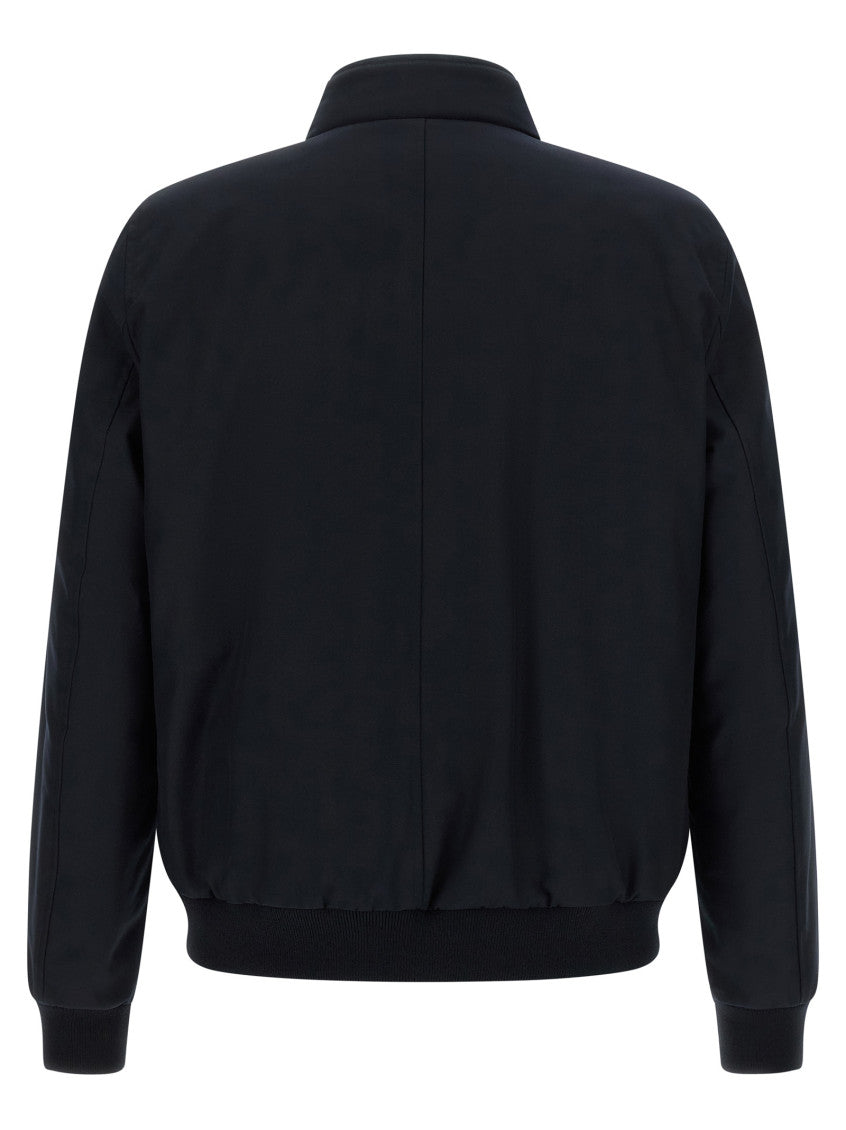 Blue Solid Mandarin Collar Jacket 3