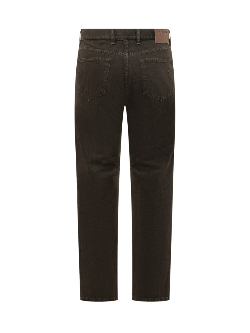 Dark Brown Straight Jeans 2