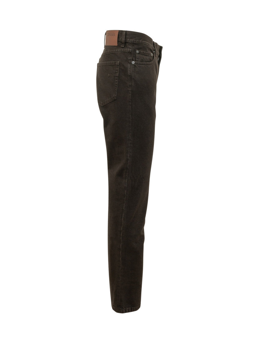 Dark Brown Straight Jeans 3