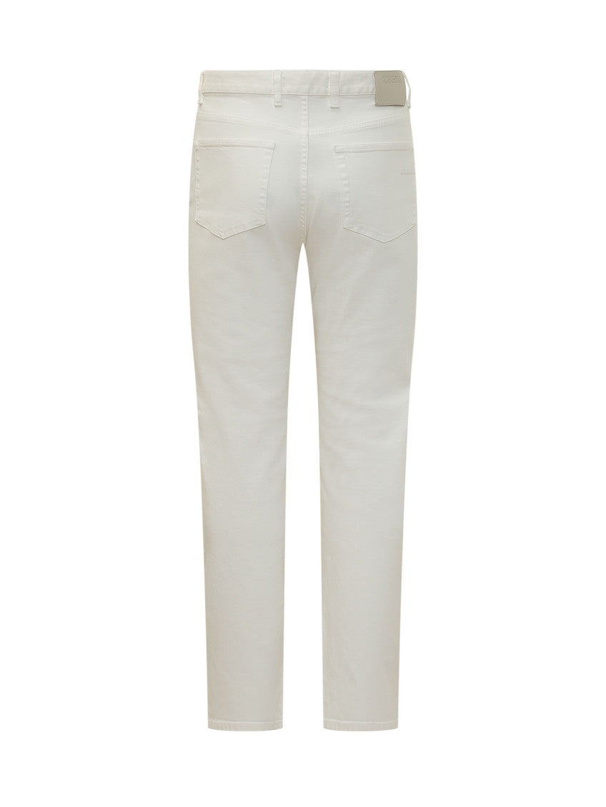 White Straight Mid Rise Jeans 2