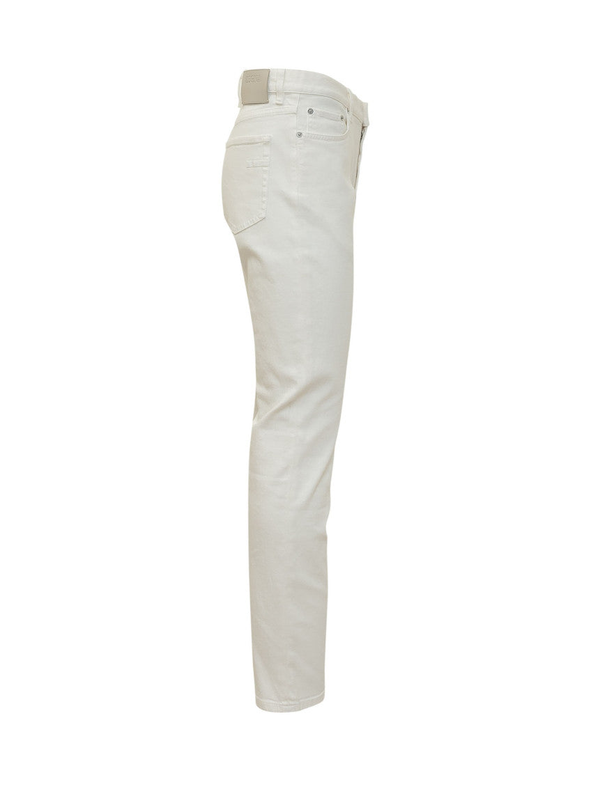 White Straight Mid Rise Jeans 3