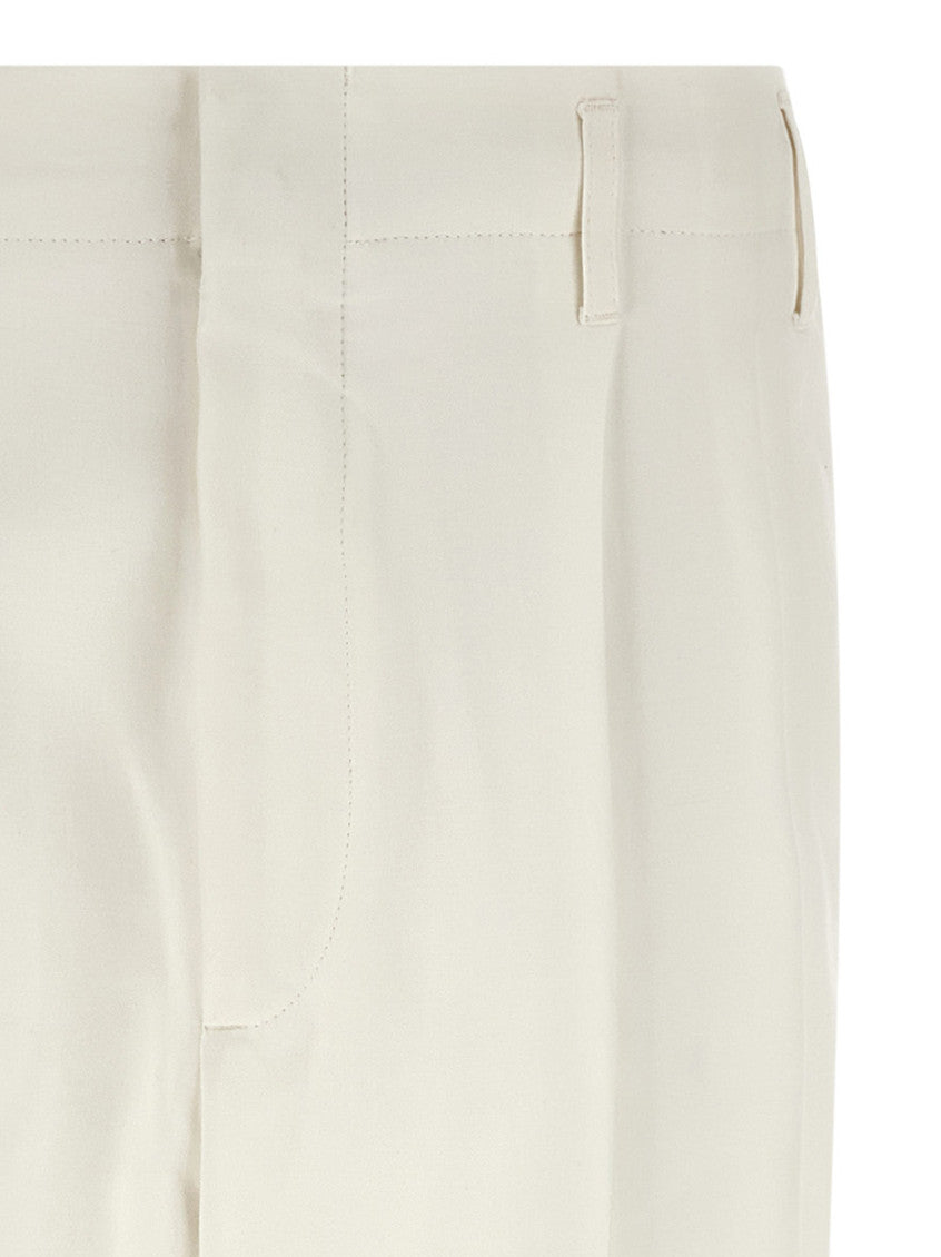 White Tapered Pleated Pants 3