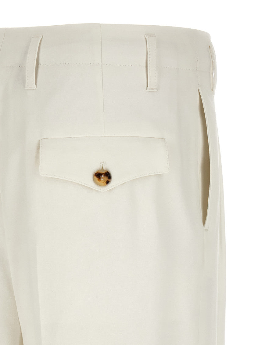 White Tapered Pleated Pants 4