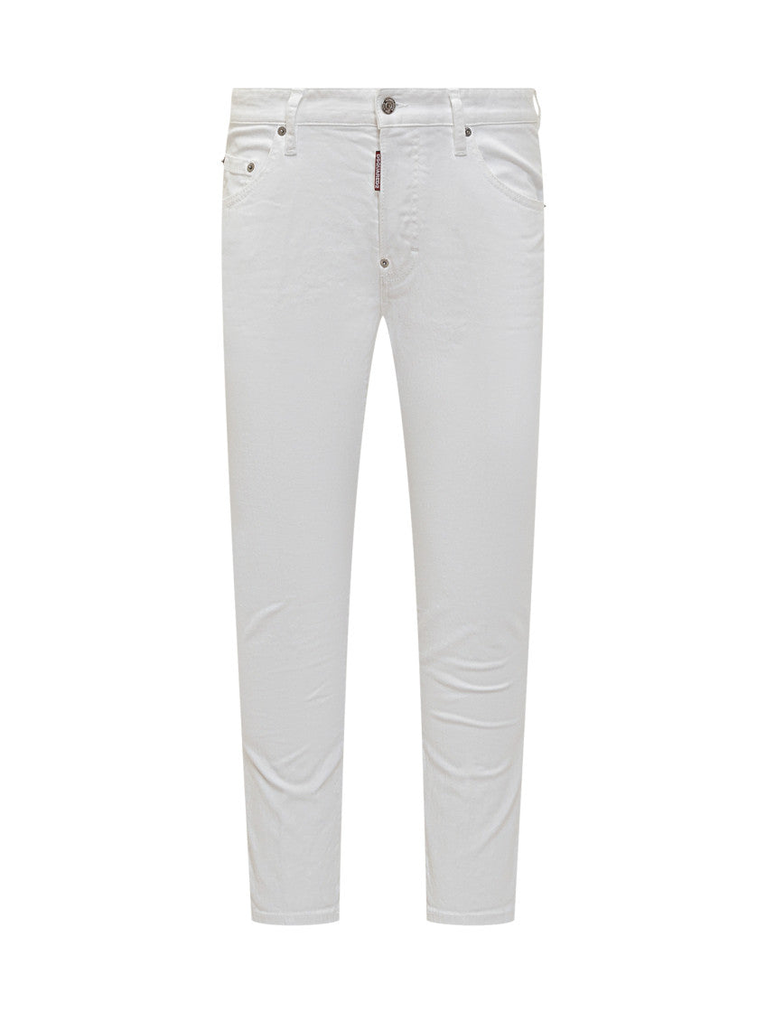 White Slim Mid Rise Jeans 1