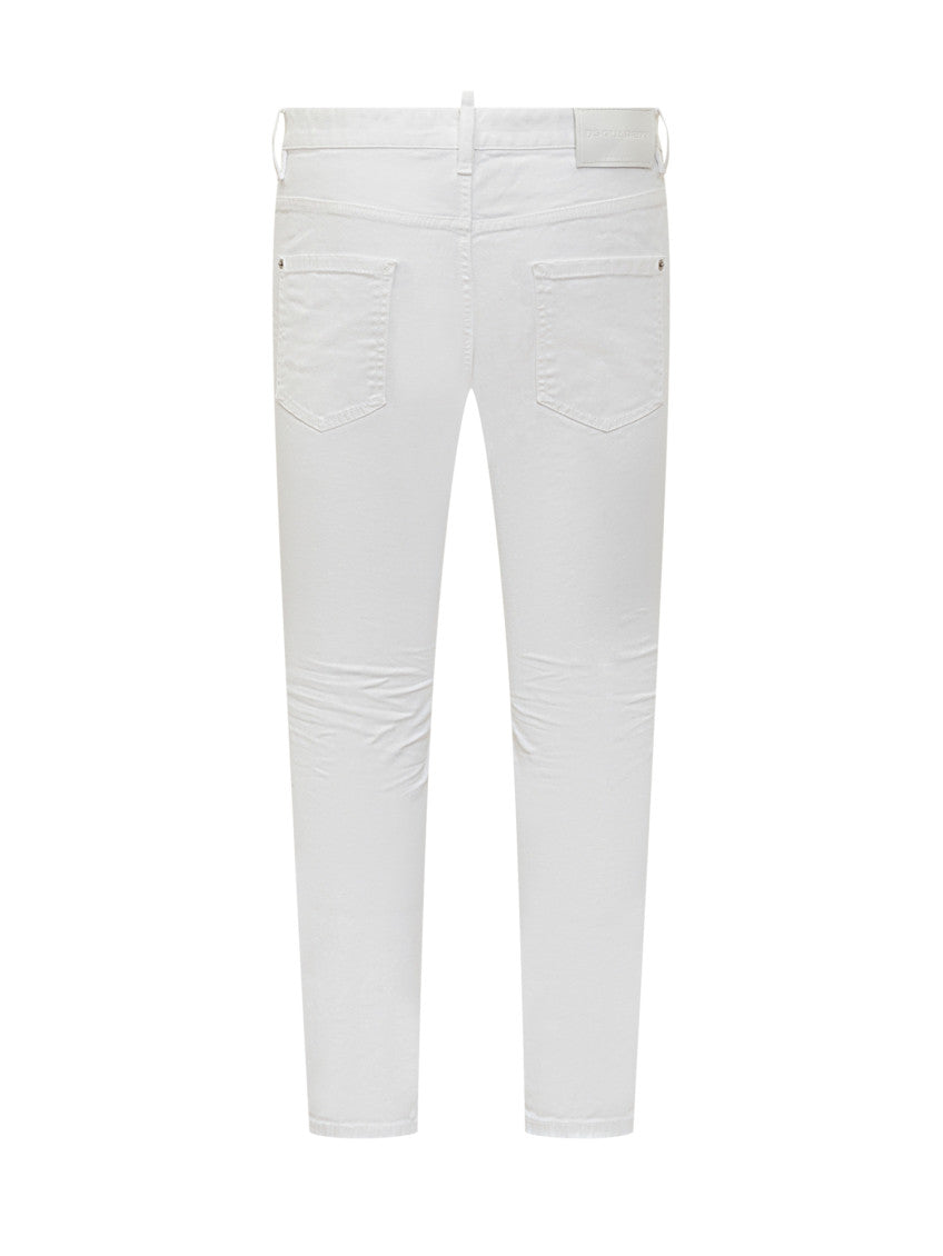 White Slim Mid Rise Jeans 2