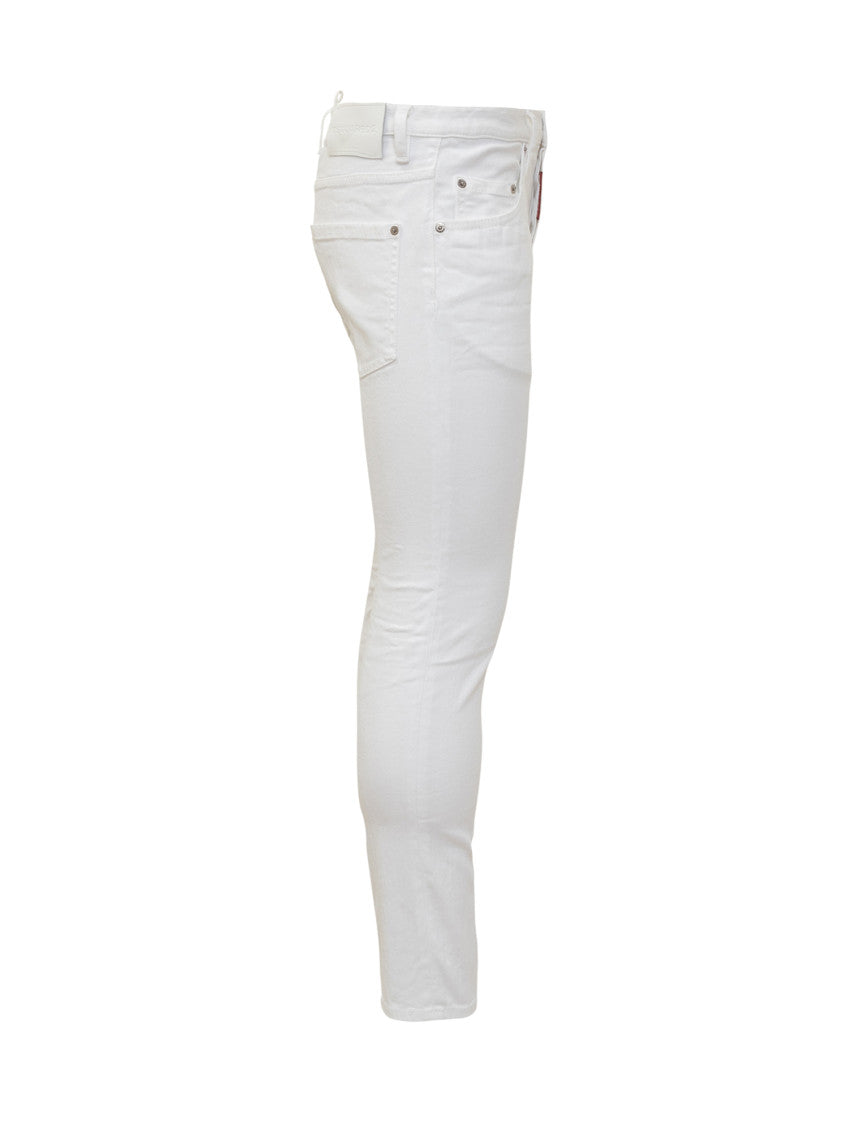 White Slim Mid Rise Jeans 3