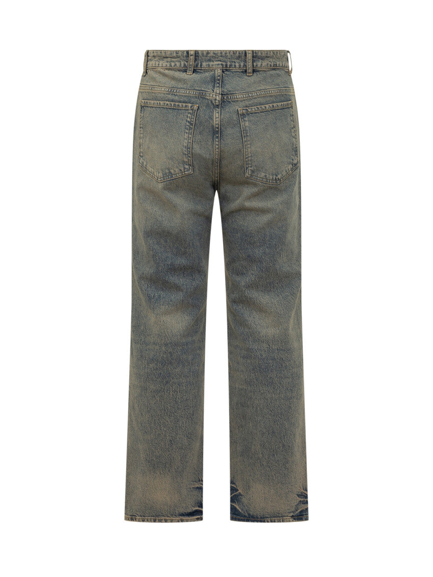 Blue Straight Mid Rise Jeans 2
