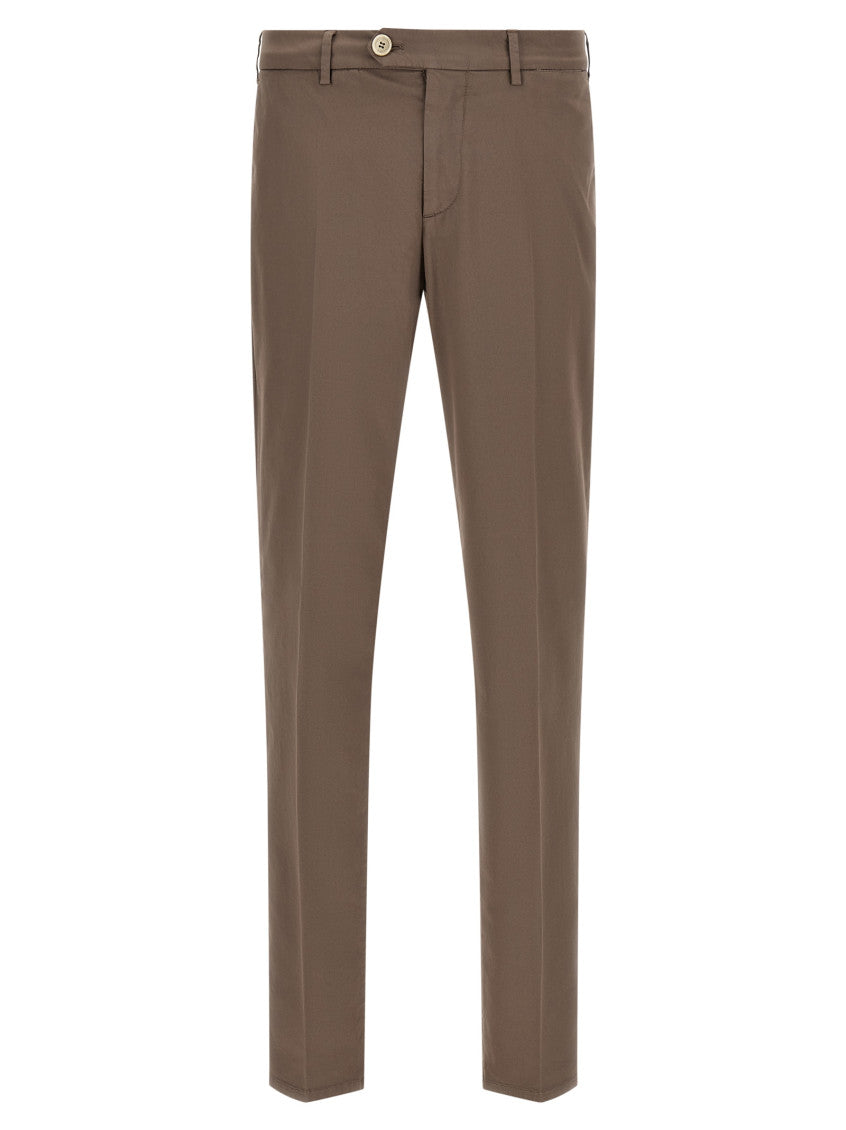 Beige Slim Flat Front Pants 1