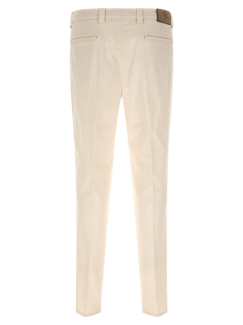 White Regular Flat Front Pants 2