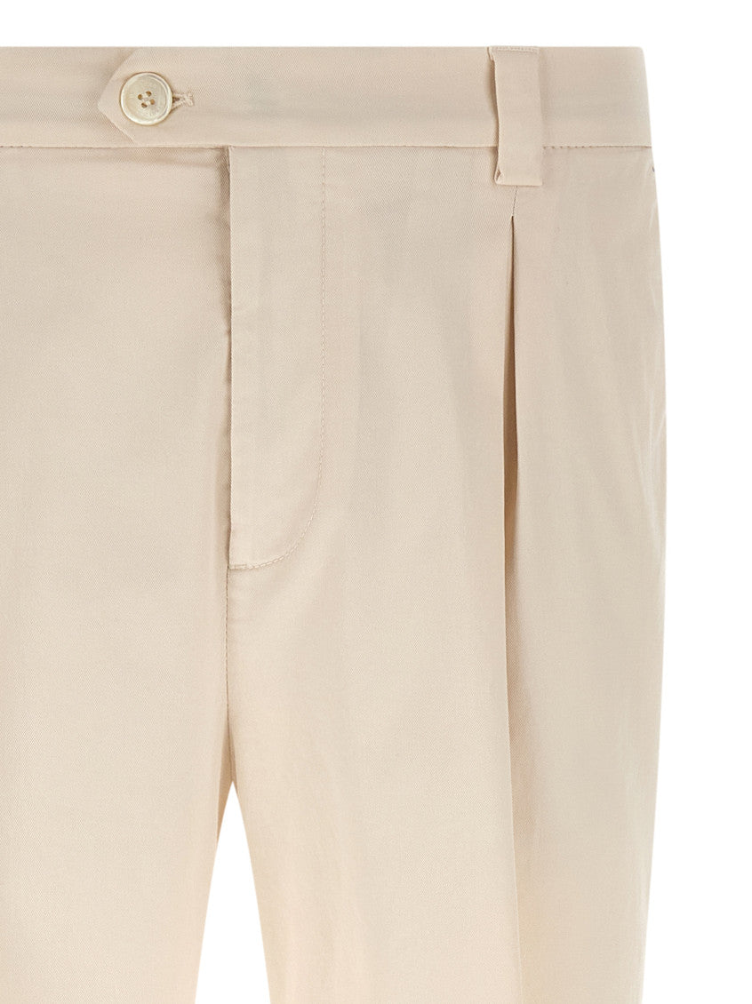 White Regular Flat Front Pants 3