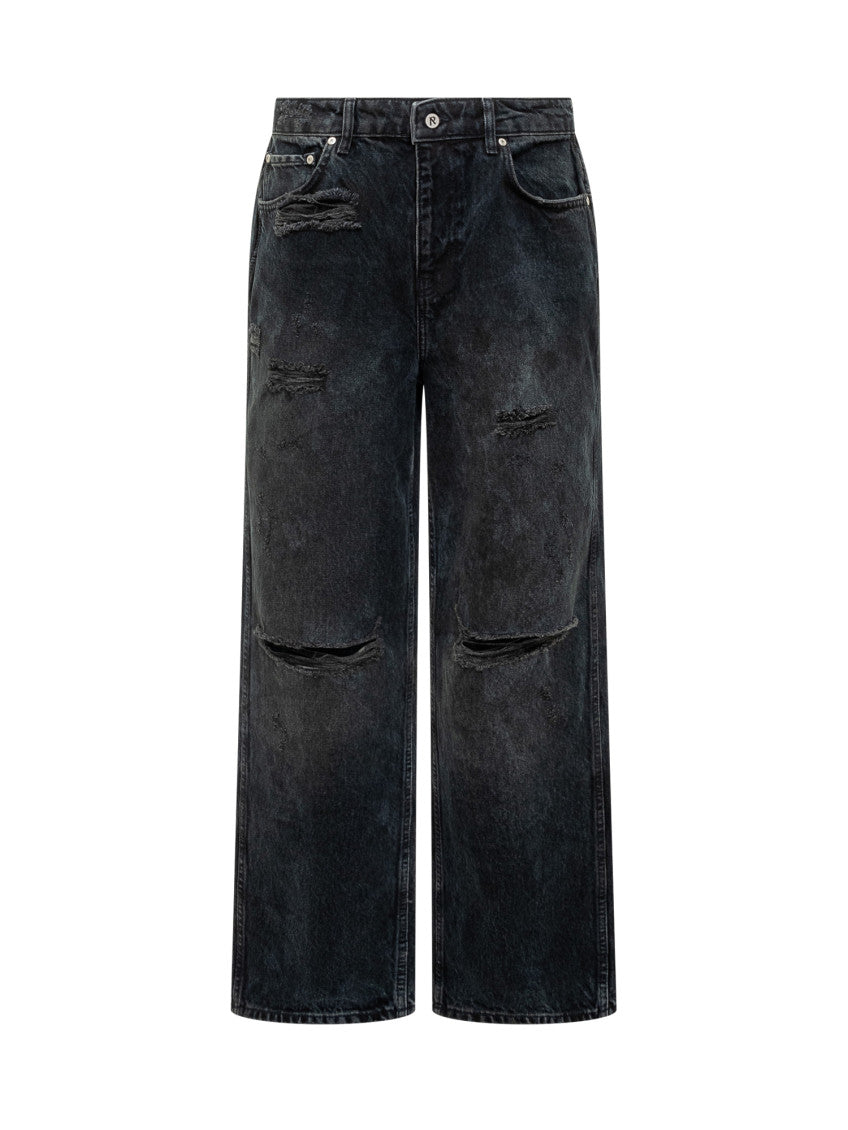 Black Loose Mid Rise Jeans 1