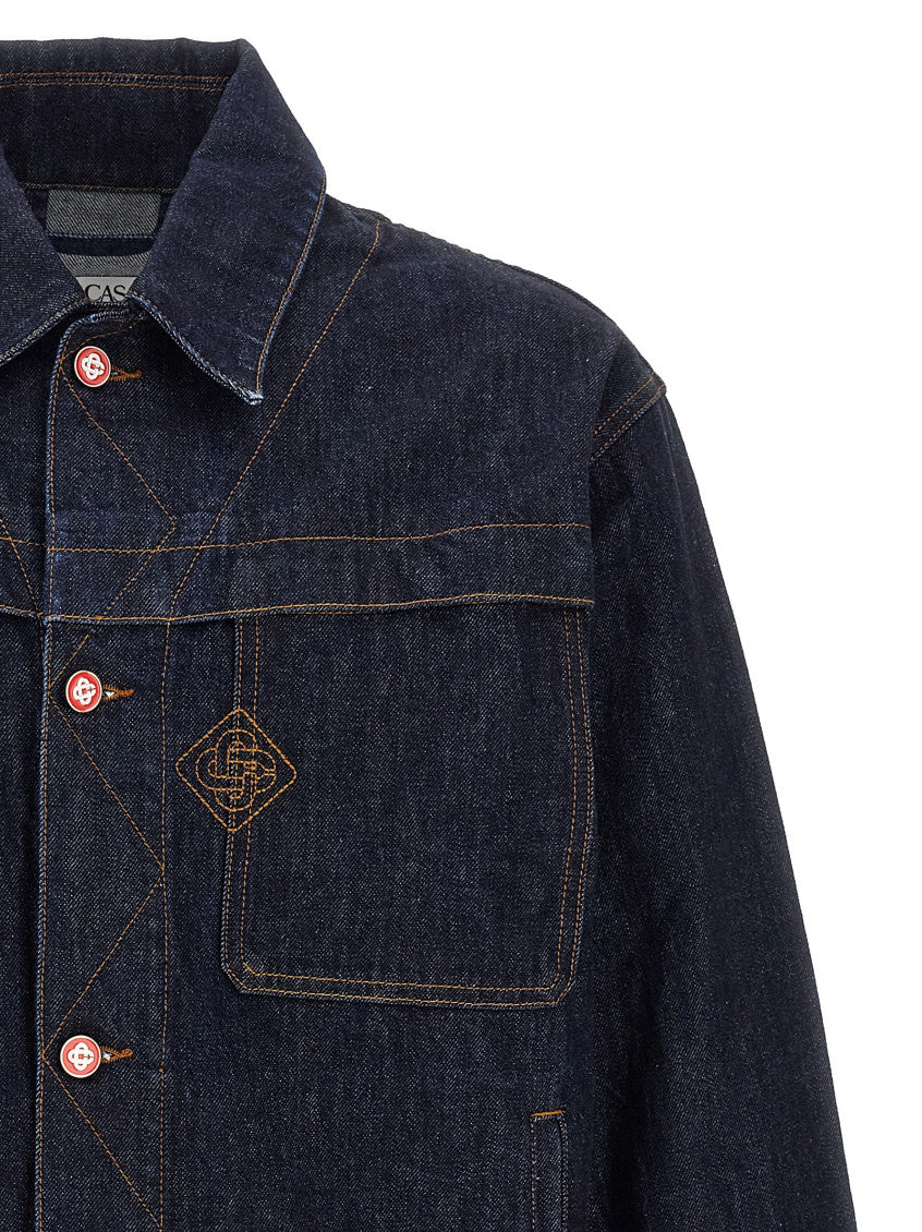 Blue Solid Shirt Collar Jacket 3