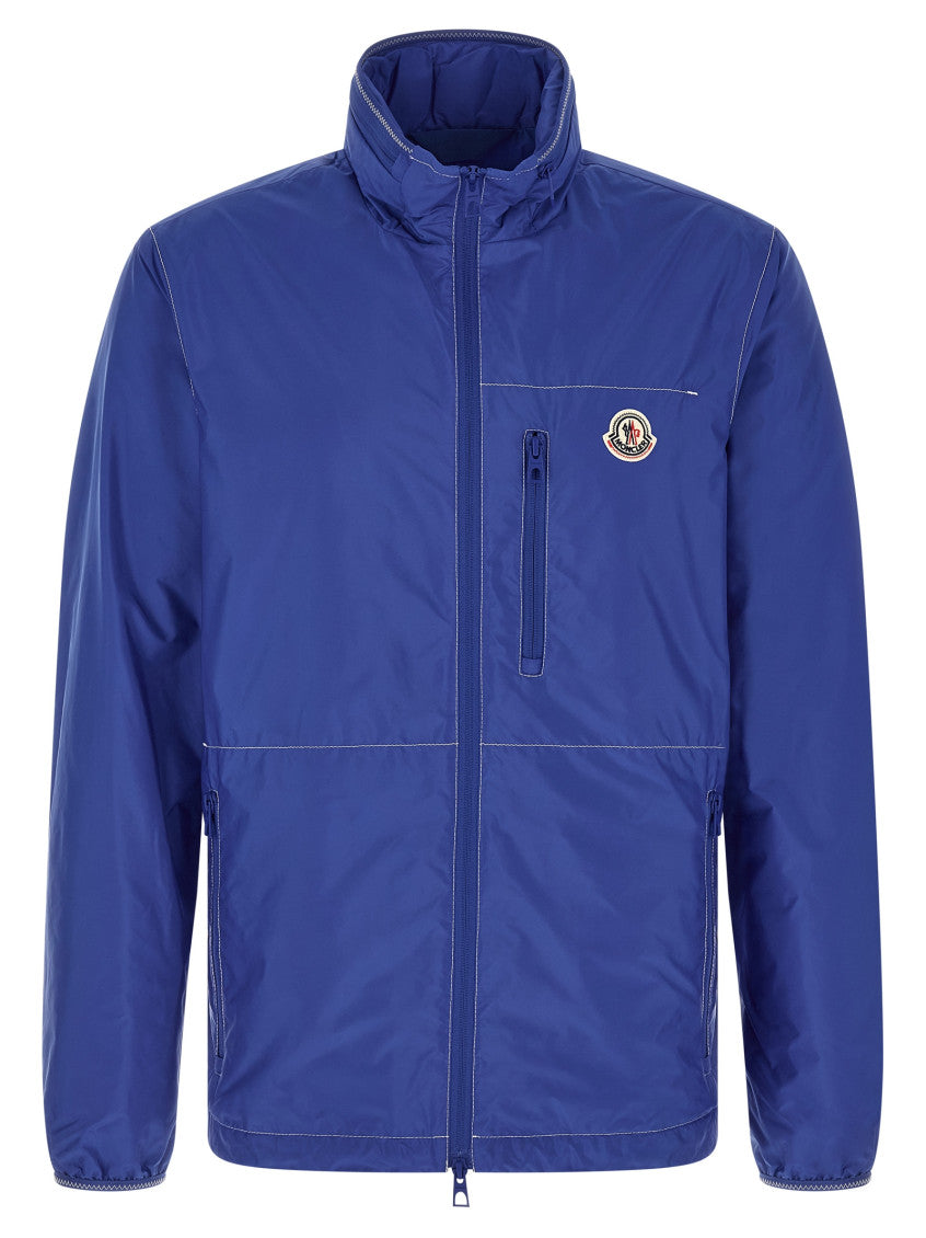 Blue Solid Mandarin Collar Jacket 1