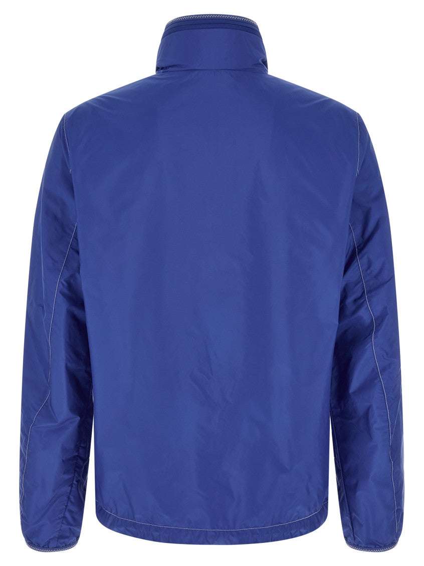 Blue Solid Mandarin Collar Jacket 2