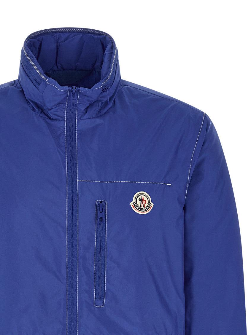 Blue Solid Mandarin Collar Jacket 3