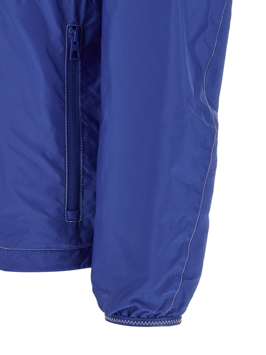 Blue Solid Mandarin Collar Jacket 4
