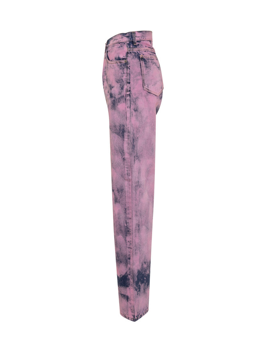 Pink Straight High Rise Jeans 3