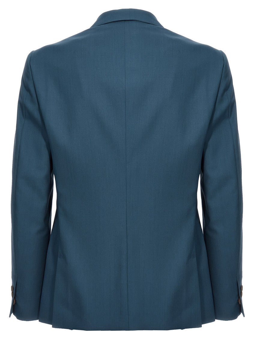 Blue Solid Notched Lapel Blazer 2