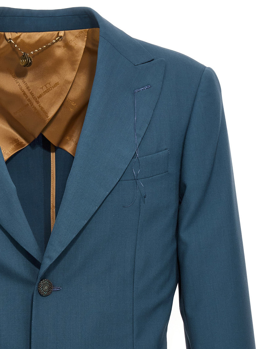 Blue Solid Notched Lapel Blazer 3