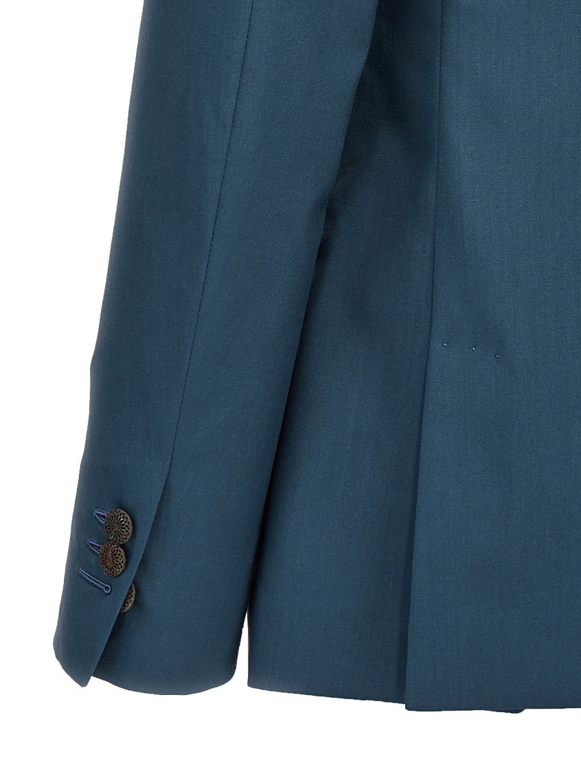 Blue Solid Notched Lapel Blazer 4