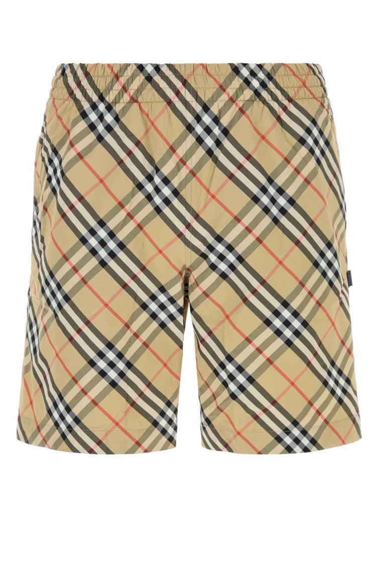 Beige Check Swim Shorts 1