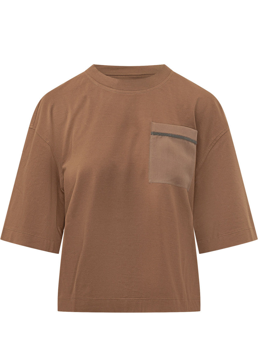 Brown Solid Crew Neck T-Shirt 1