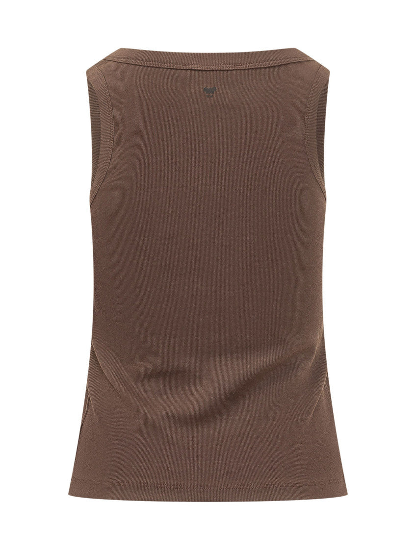 Brown Solid Round Neck Top 2