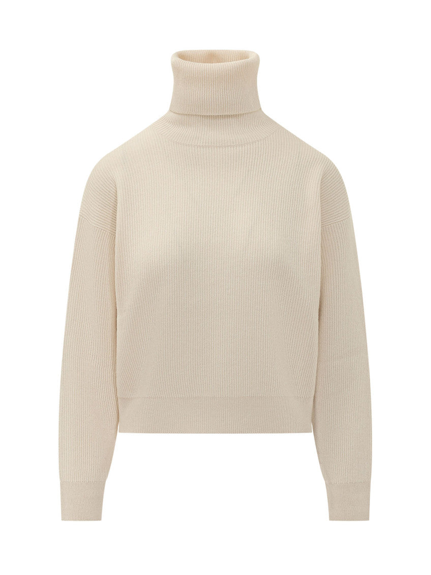 Beige Knitted Turtle Neck Sweater 1