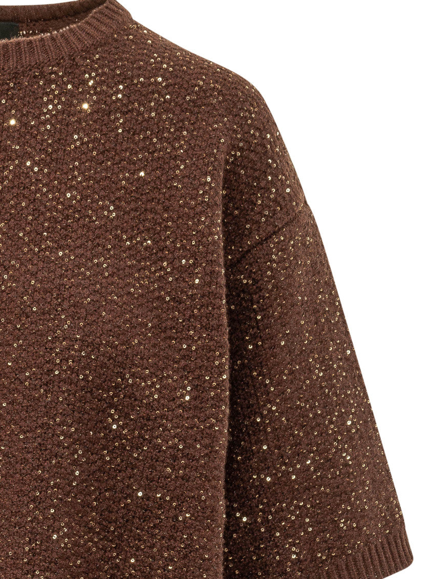 Brown Embellished Crew Neck Sweater 3