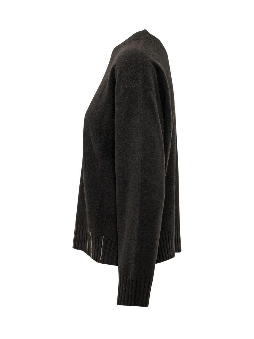 Black Solid Crew Neck Sweater 3