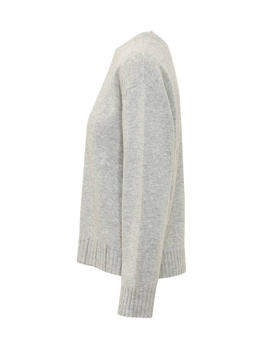 Grey Solid Crew Neck Sweater 3