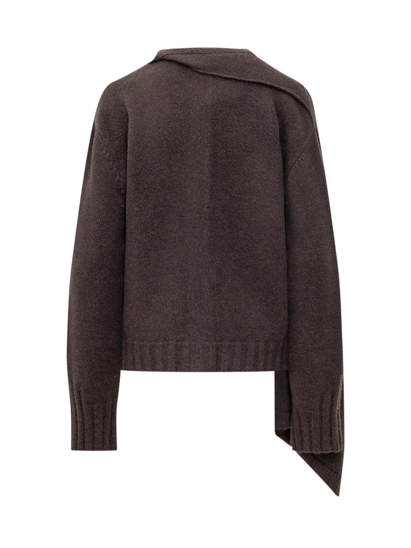 Brown Knitted Round Neck Cardigan 2