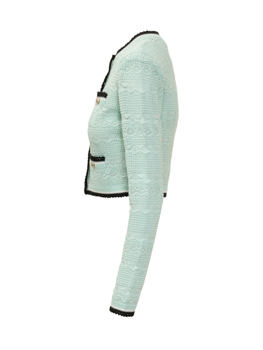 Green Knitted Round Neck Cardigan 3