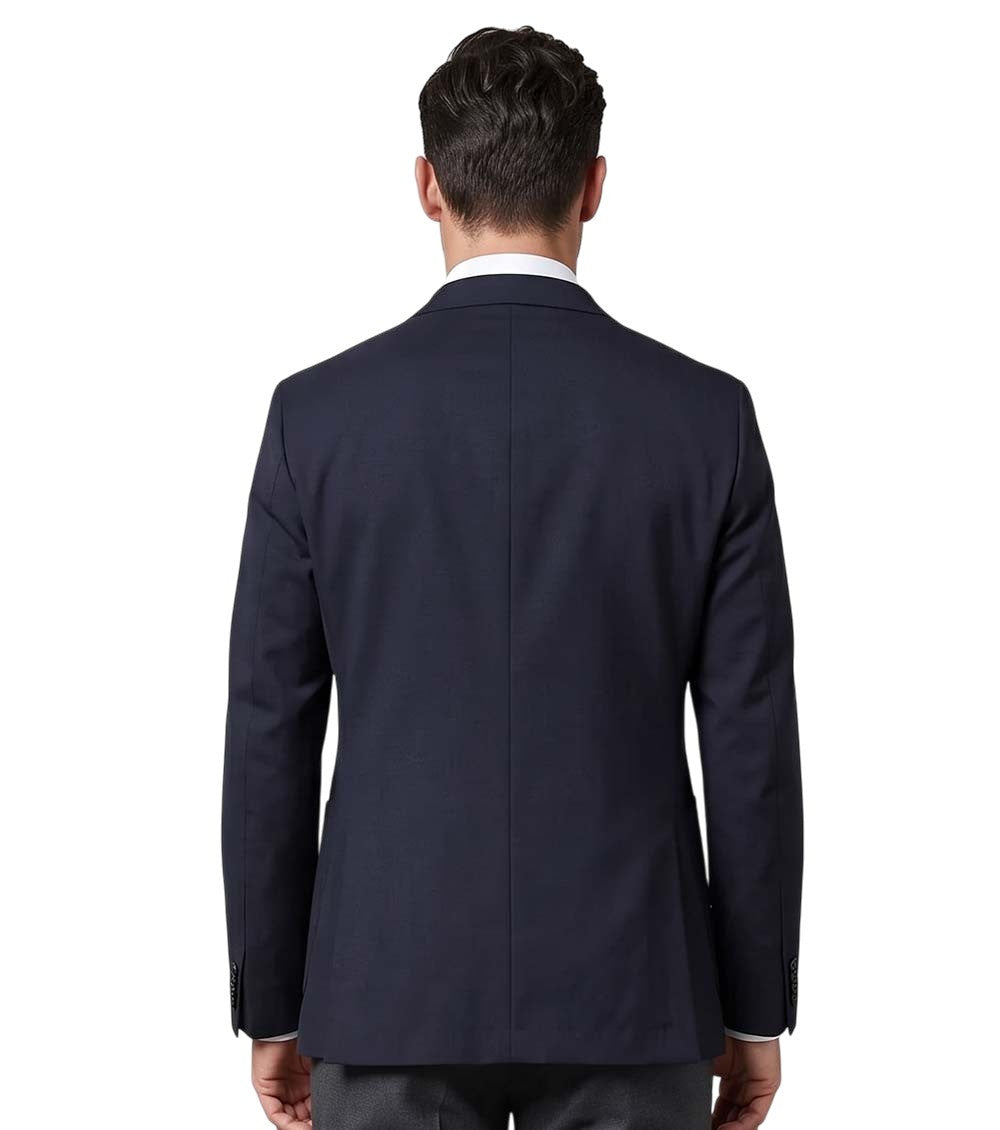 Navy Blue Solid Blazer 2